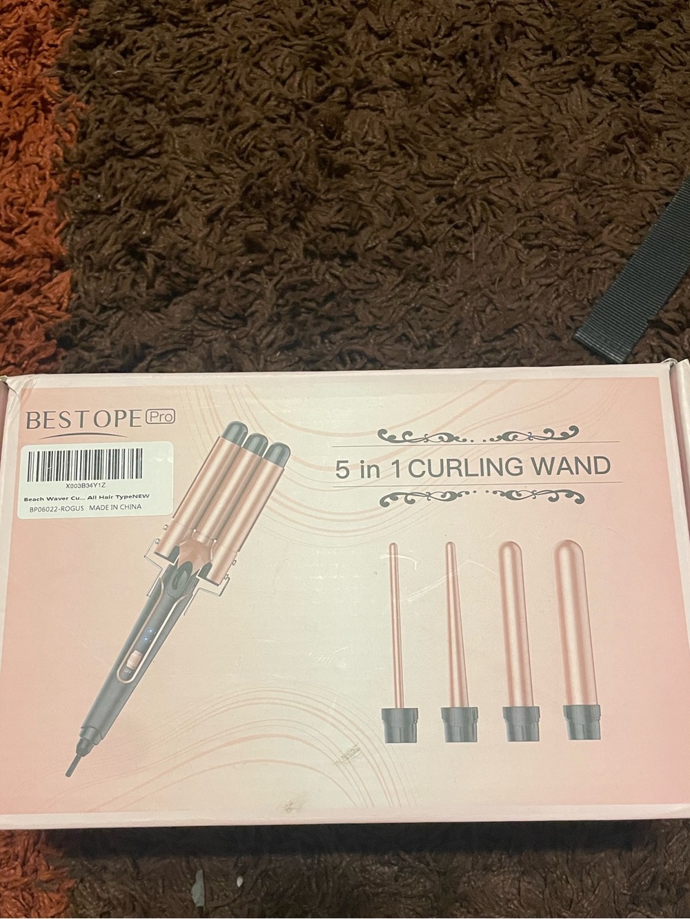 BESTOPE Pro 5-in-1 Curling Wand Set - Rose Gold